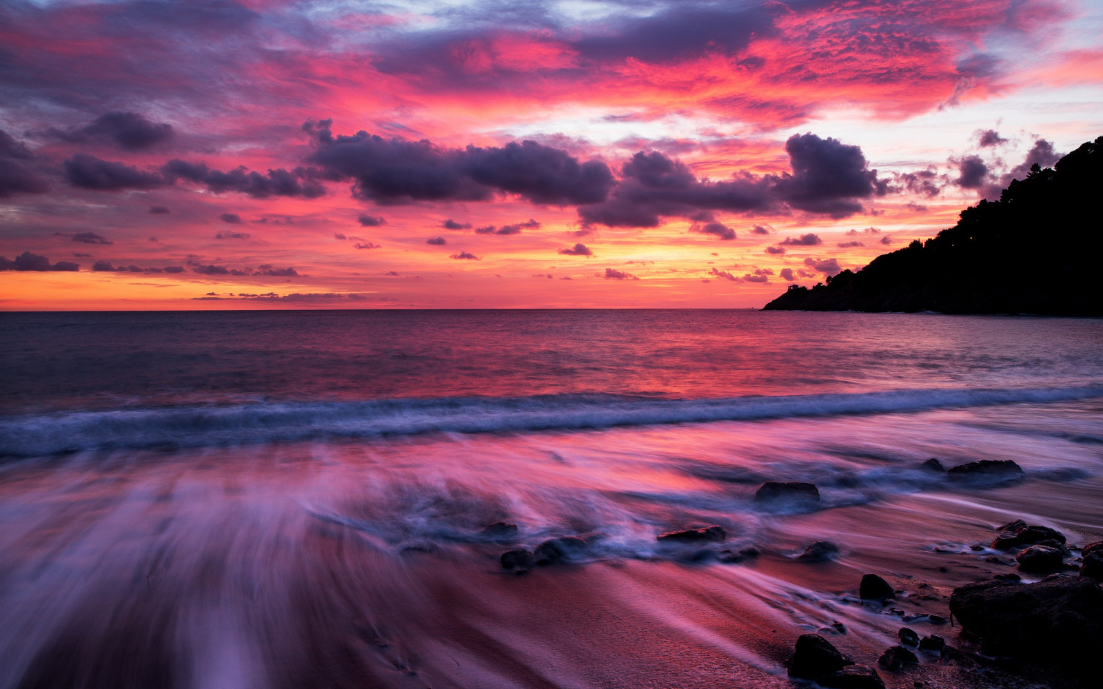 Pôr do sol, mar, costa, reflexão, céu, nuvens, de praia, nascer do sol, tarde, manhã, costa, horizonte, atmosfera, crepúsculo, nuvem, alvorecer, oceano, onda, Afterglow, Onda de vento