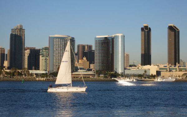 wolkenkrabbers, strand, gebouw, San Diego, Californië, Verenigde Staten van Amerika