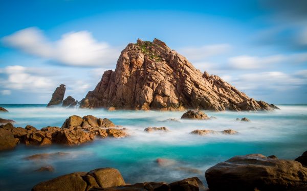 Landschaft, Meer, Bucht, Rock, Natur, Sonnenuntergang