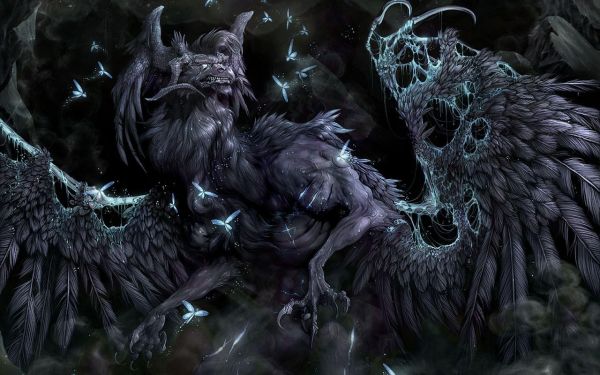 seni digital, seni fantasi, karya seni, naga, mitologi, werewolf