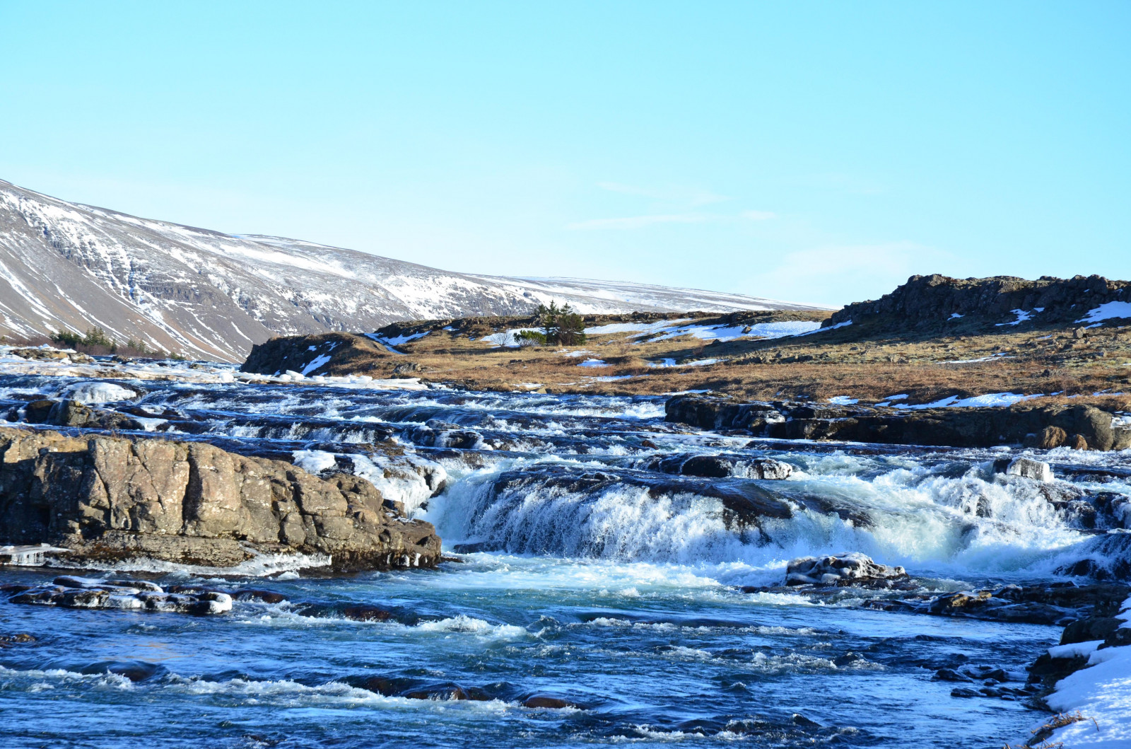 landskap, Island, natur, foss, snø, vinter, tundra, vann