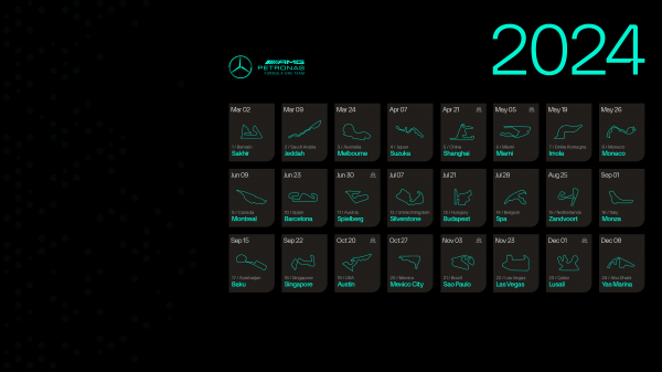 Mercedes F1,карта,Формула 1,календарь