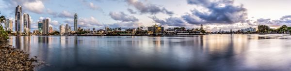 afspejling,by,bybilledet,vand,fotografering,skyline