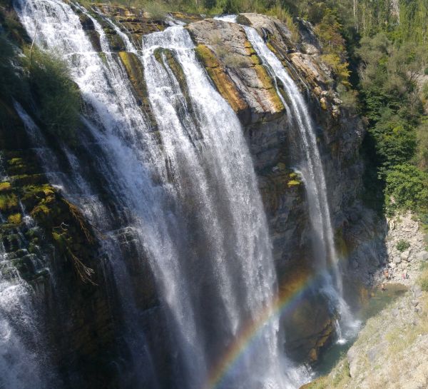 Tortum waterfall,瀑布,景观,水,彩虹,岩