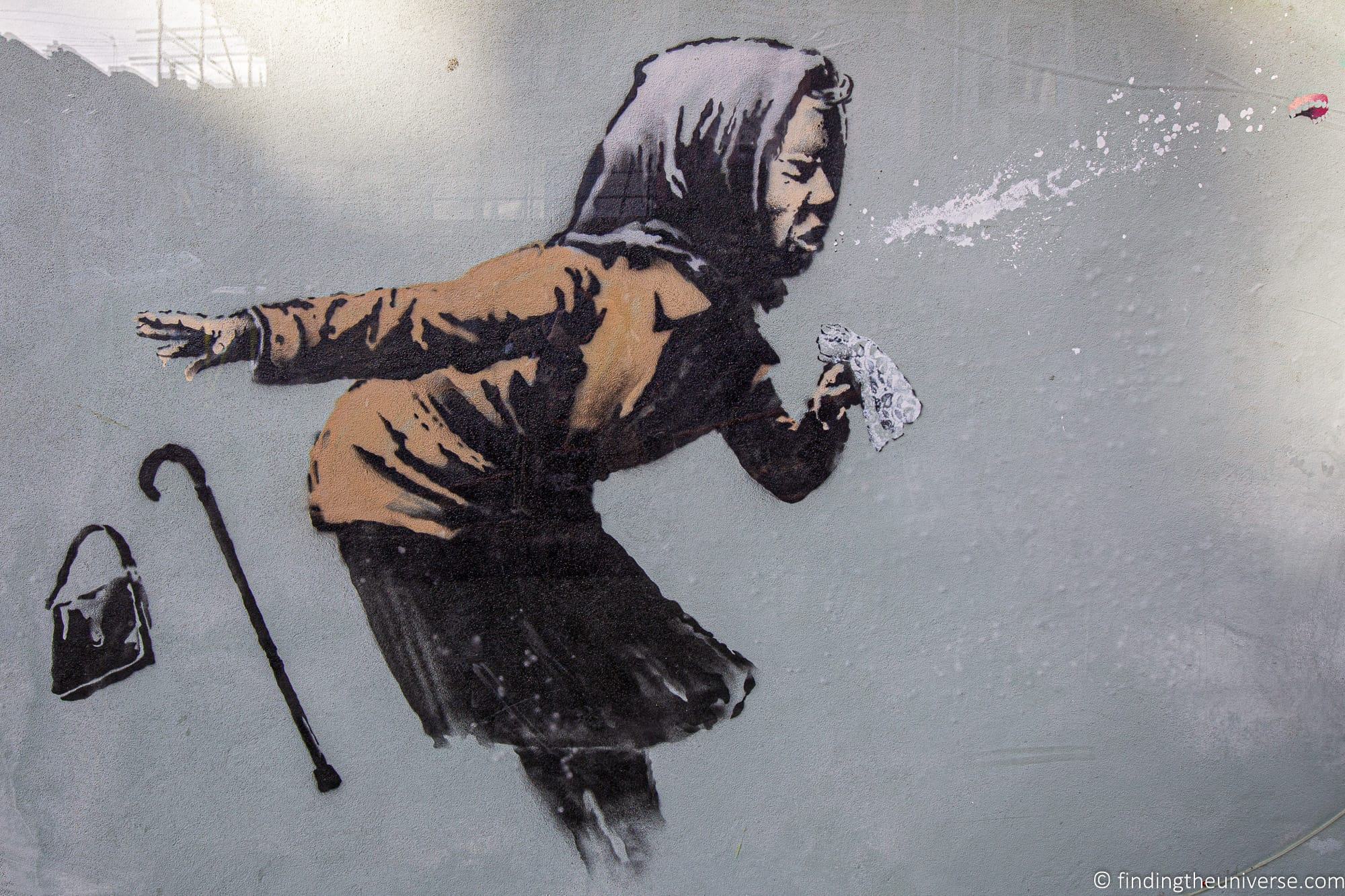 aachoo sneezing lady Banksy in Bristol