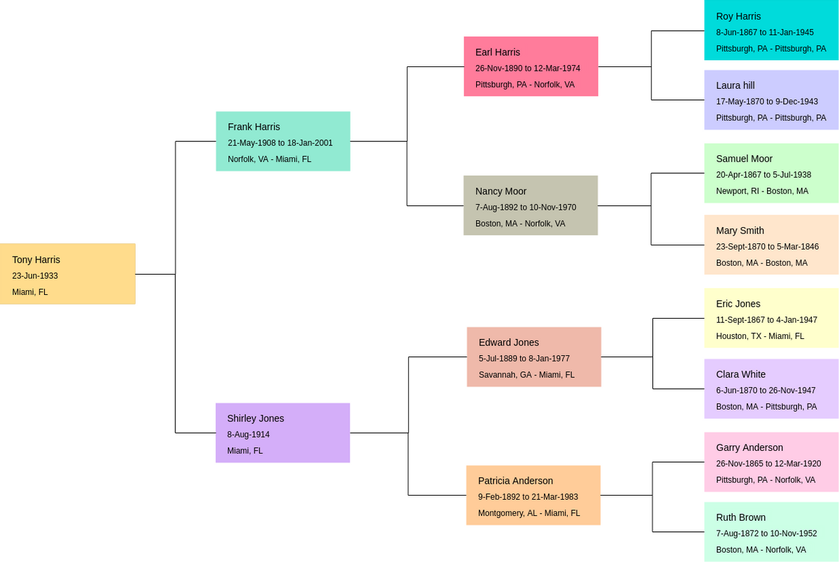 Horizontal Family Tree Sample Family Tree Example - Gambaran