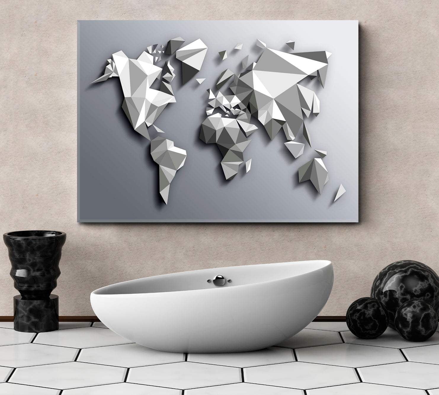 Large World Map Canvas