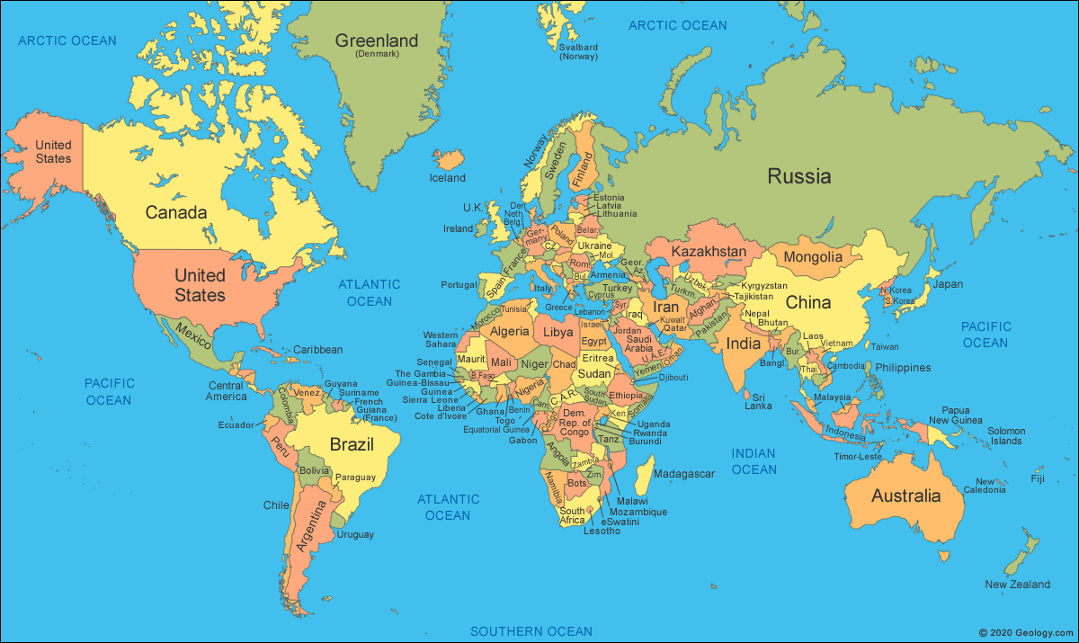 World Map With Labels Of Countries - Robin Christin