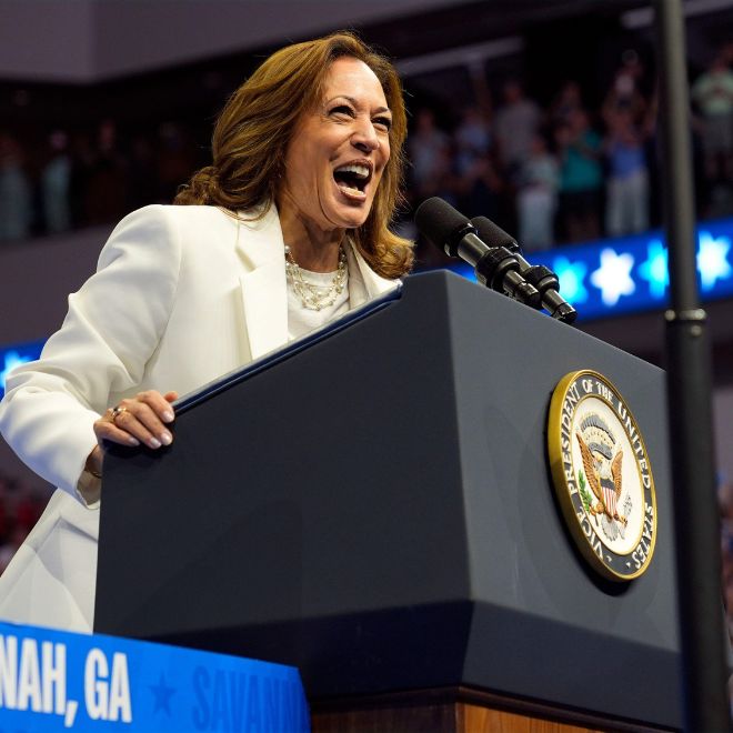 Democratic presidential nominee Vice President Kamala Harris speaks at a campaign rally in Savannah, Ga., Thursday, Aug. 29, 2024. (AP Photo/Jacquelyn Martin) - Image ID: 2XYH3A1 (RM)