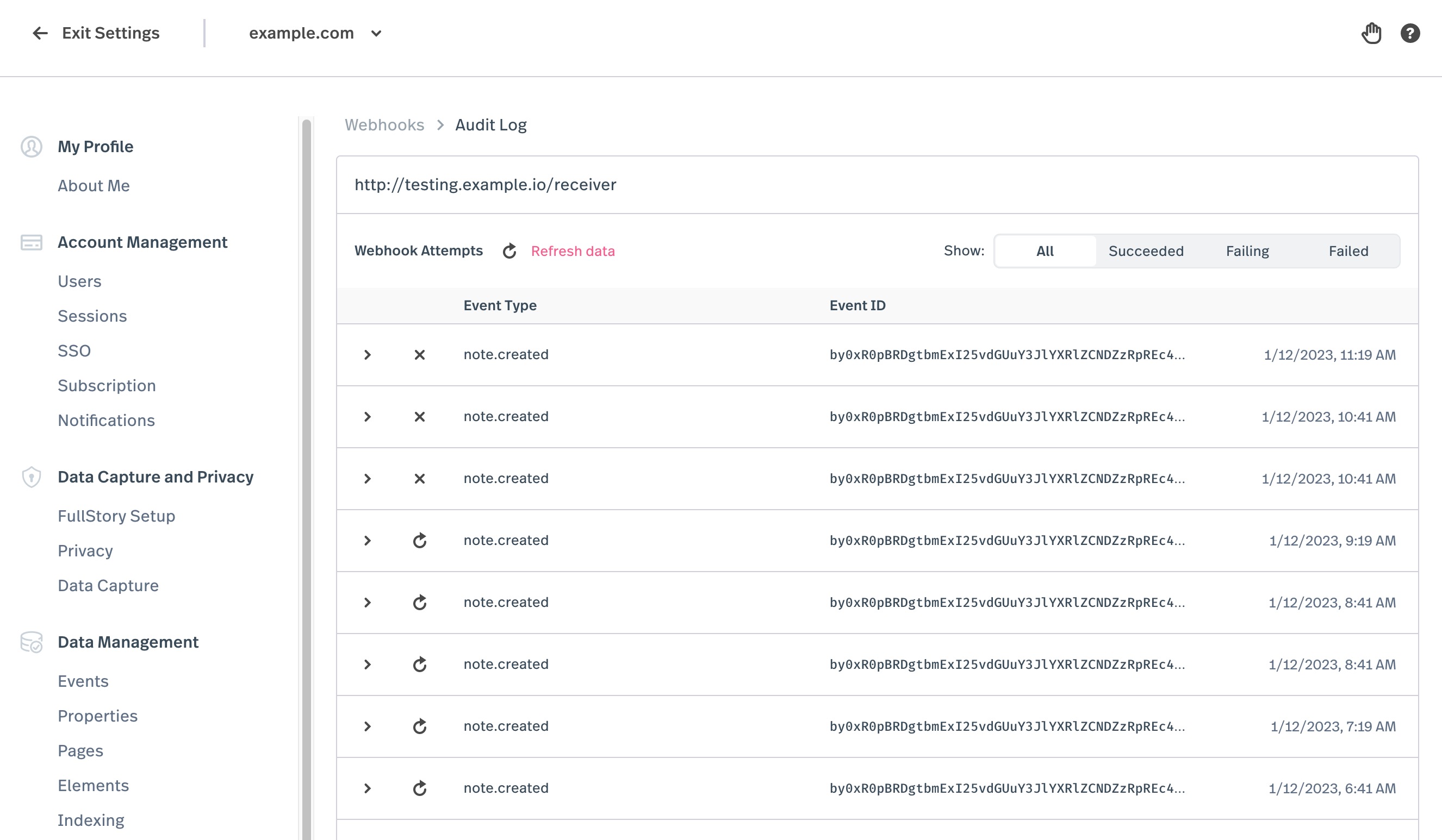 Webhook Audit Log