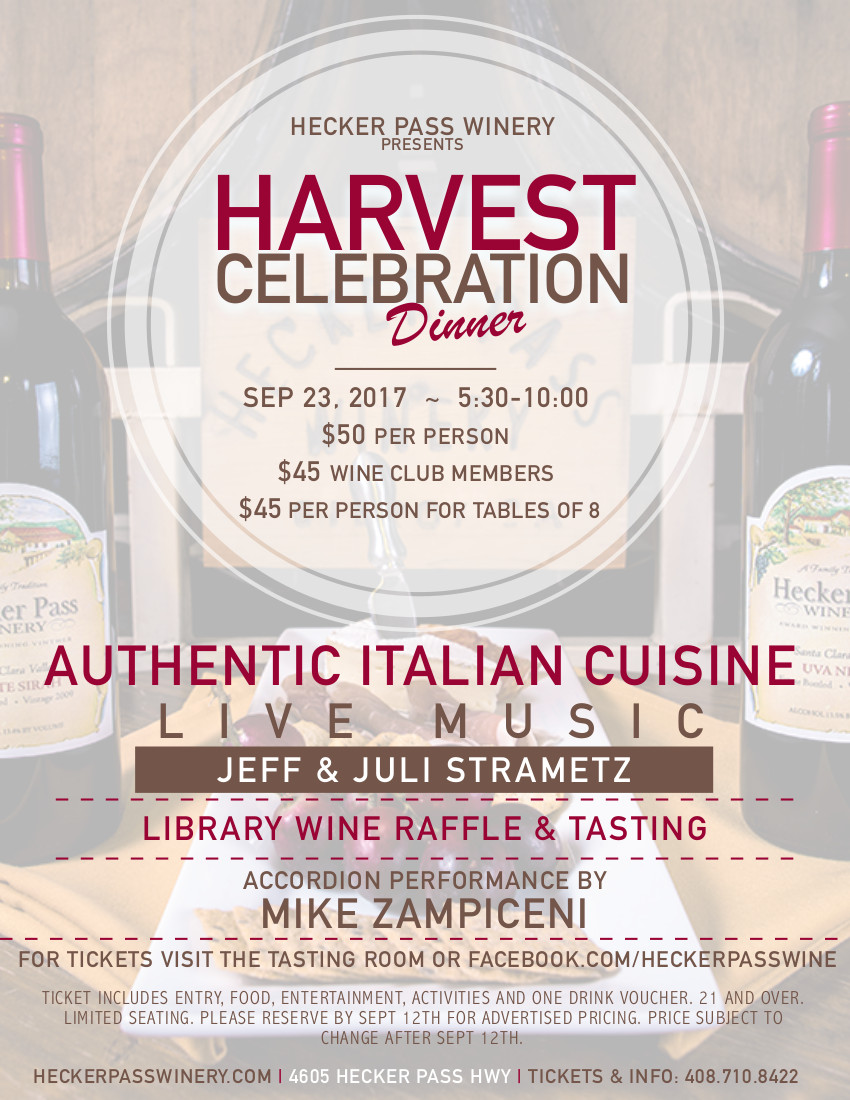 Annual Harvest Dinner date announced!