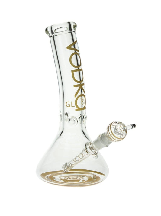 Vodka Glass Water Pipe Gold 12" 9mm Bent Neck Beaker