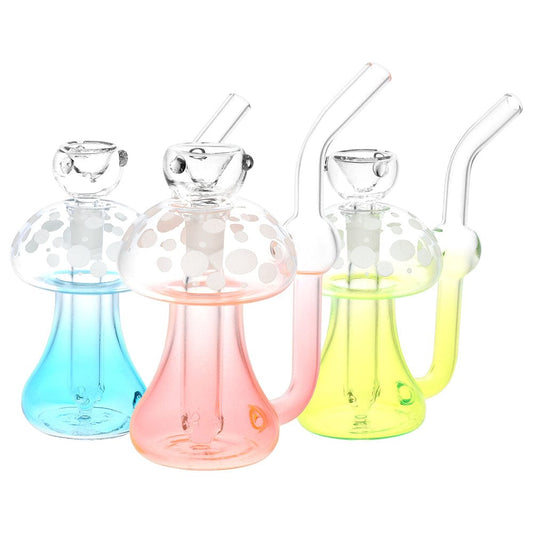 Gift Guru Bubbler Phosphorescent Fungi Glow in the Dark Glass Bubbler - 4.75" / 14mm F / Colors Vary