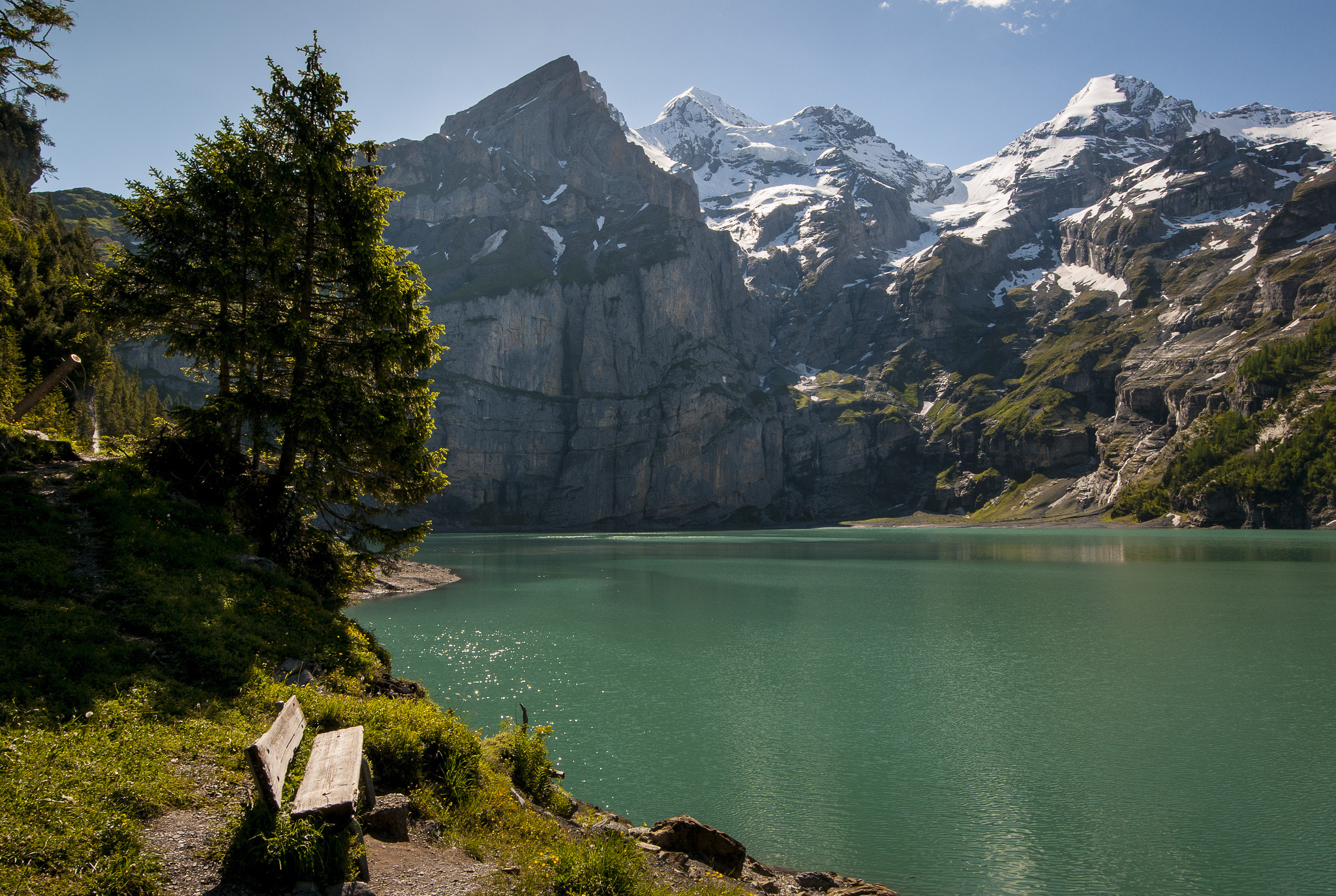 265973 télécharger l'image lac, banc, des lacs, suisse, photographie, paysage, montagne, arbre - fonds d'écran et économiseurs d'écran gratuits