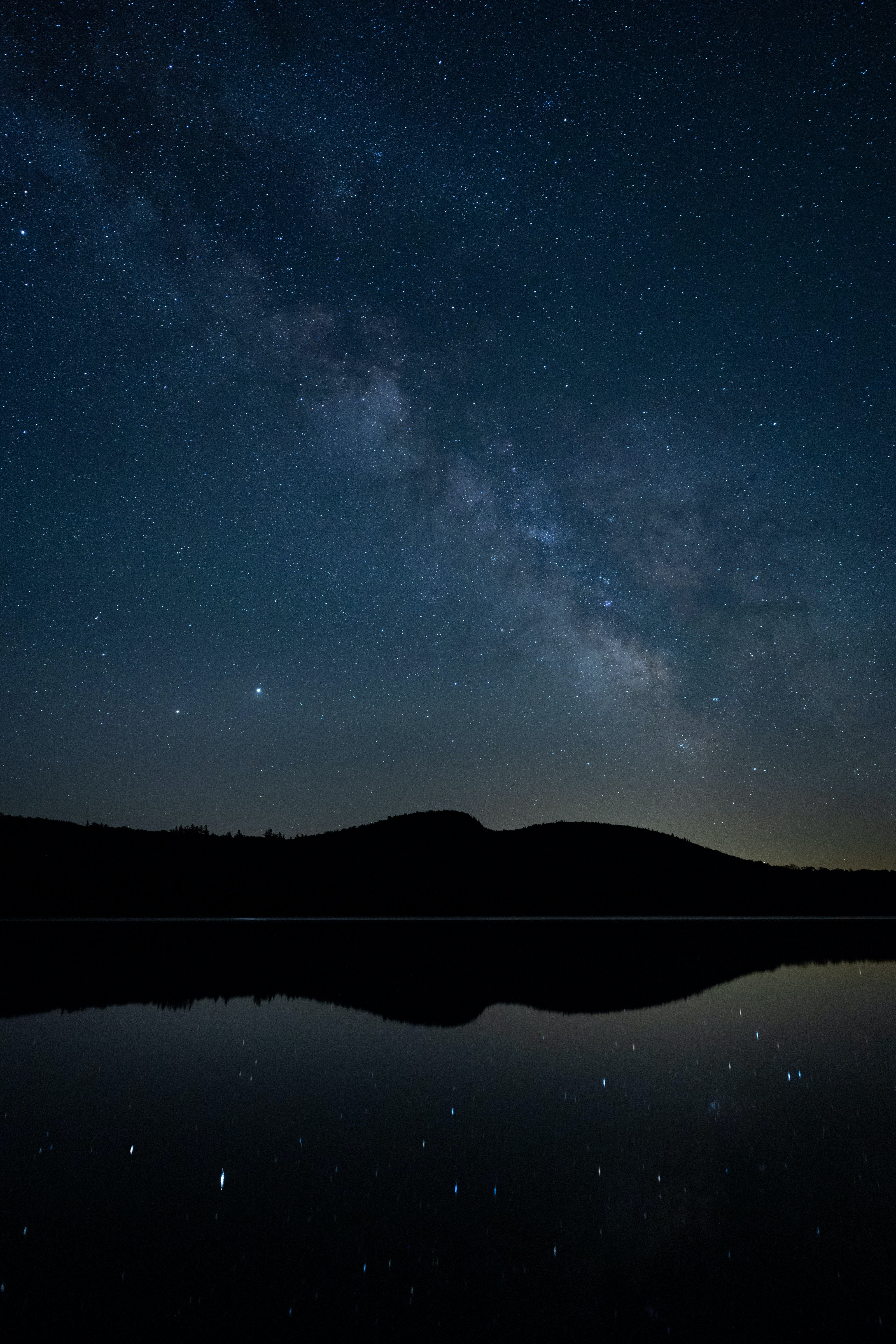 starry sky, night, nature, reflection, hills, nebula Aesthetic wallpaper