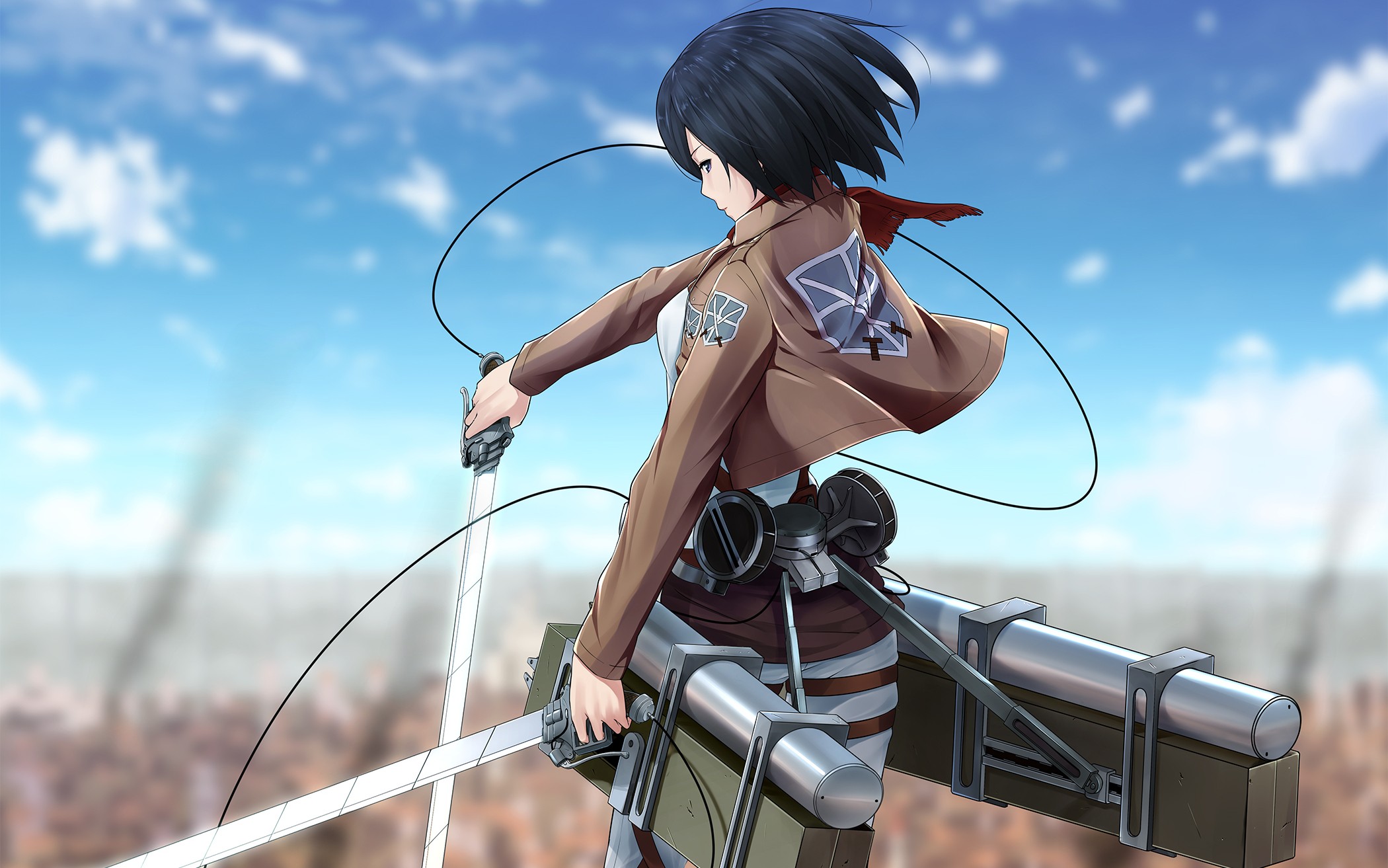 304348 télécharger l'image l'attaque des titans, mikasa ackerman, cheveux courts, animé, epée, shingeki no kyōjin, arme, cheveux noirs, veste, écharpe, uniforme - fonds d'écran et économiseurs d'écran gratuits