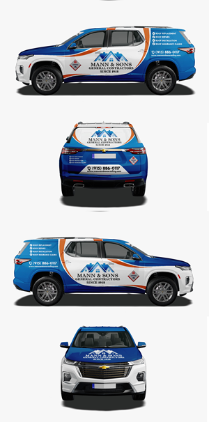 Mann and Sons Roofing - Comic/Cartoon style Large SUV wrap