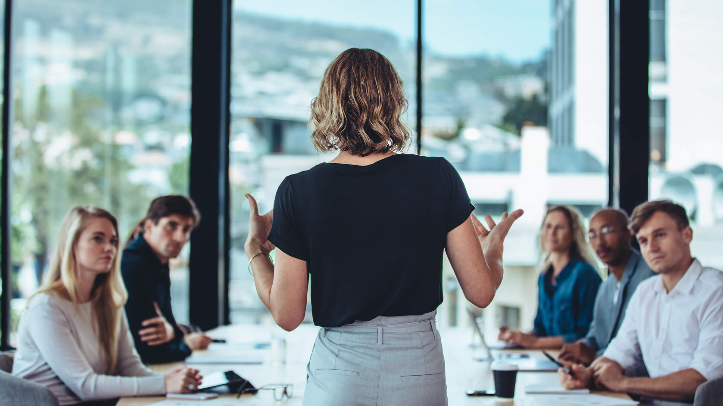 Woman giving a speech, Leadership