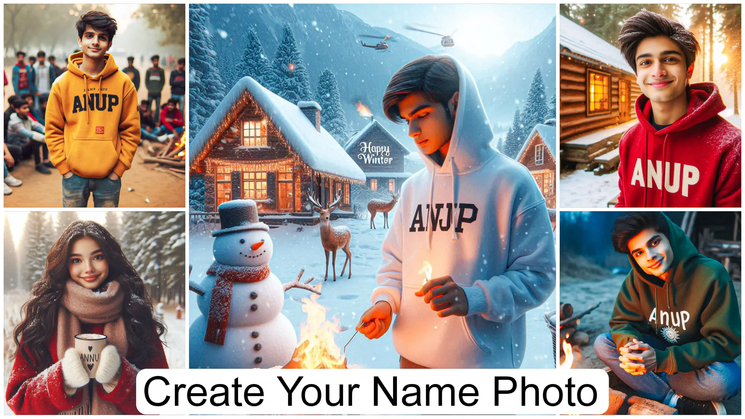 Winter Season Ai Name Photo Editing