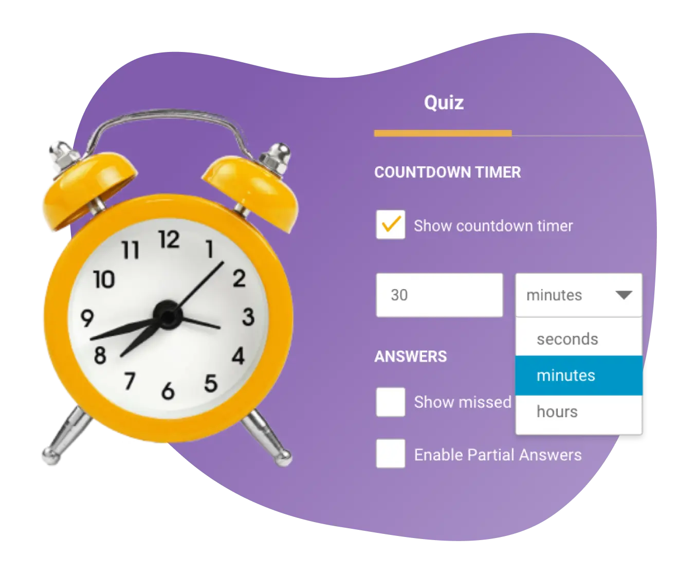 Image showing 123FormBuilder quiz timing options