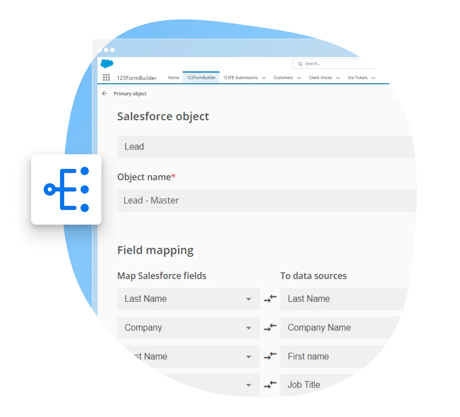 Image showing Salesforce field mapping 