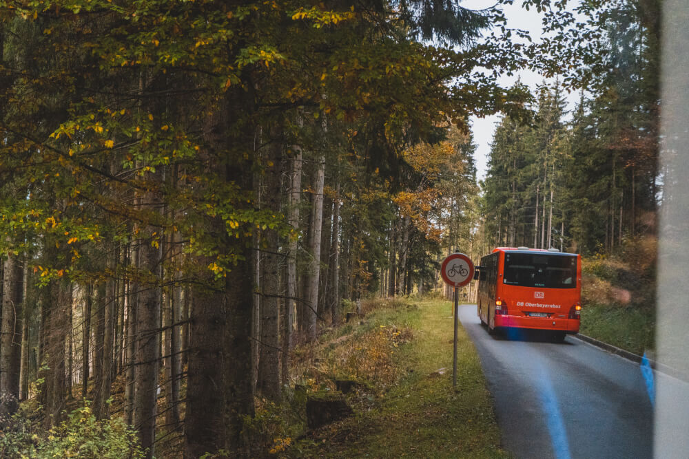 Red buses at Eagle's Nest in Berchtesgaden, Germany