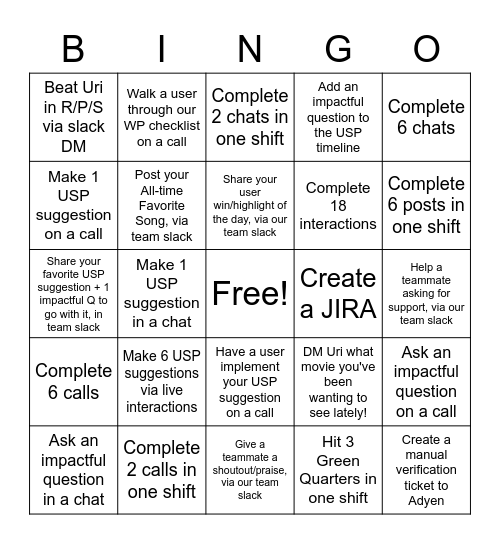 KEEP BINGO WEIRD Bingo Card