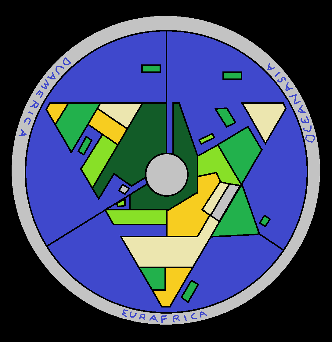 Oversimplified Earth Map - Three Triangular Continents + Climates ...