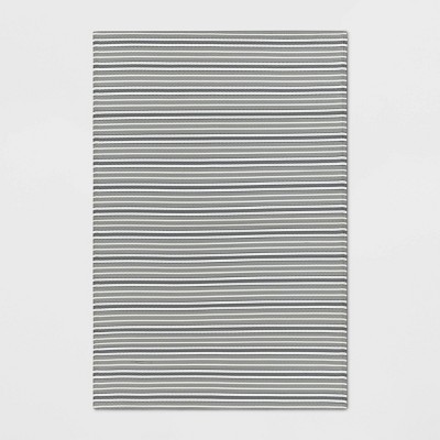 4'x6' Stripe Outdoor Rug Gray - Room Essentials™: Weather-resistant ...