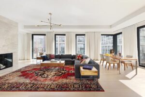 living room in Mike Myers' penthouse apartment