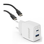 INOVU Chargeur Secteur USB-C 25 W Power Delivery + TEXTORM Câble USB-C 3.1 Gen 2 (10 Gbps) - Mâle/Mâle - 1 M