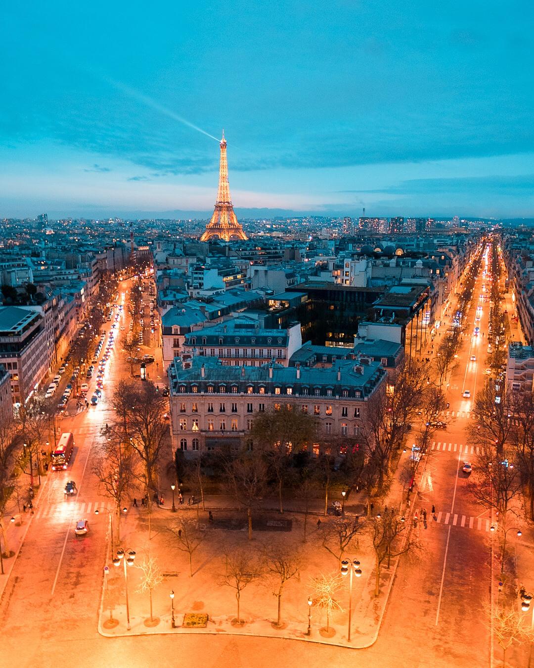 eiffel tower from arc de triomphe