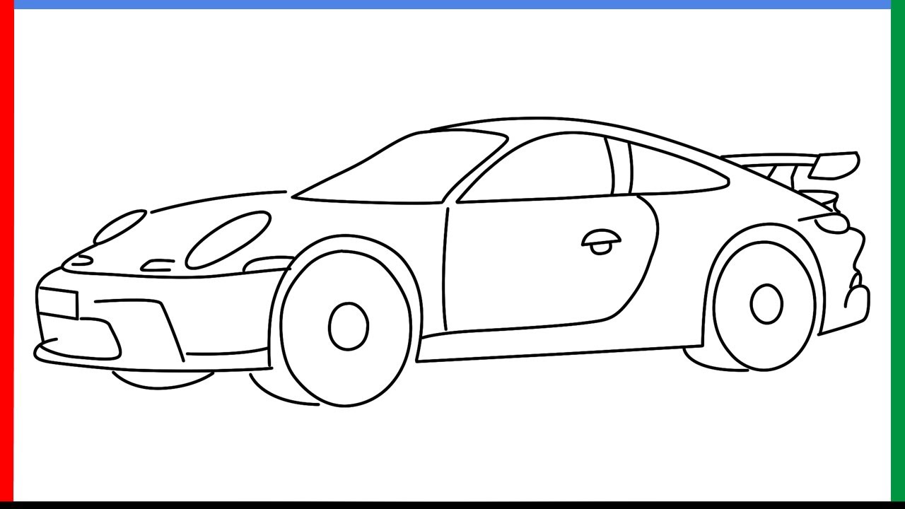 How to draw draw Porsche 911 GT3 step by step for beginners - YouTube