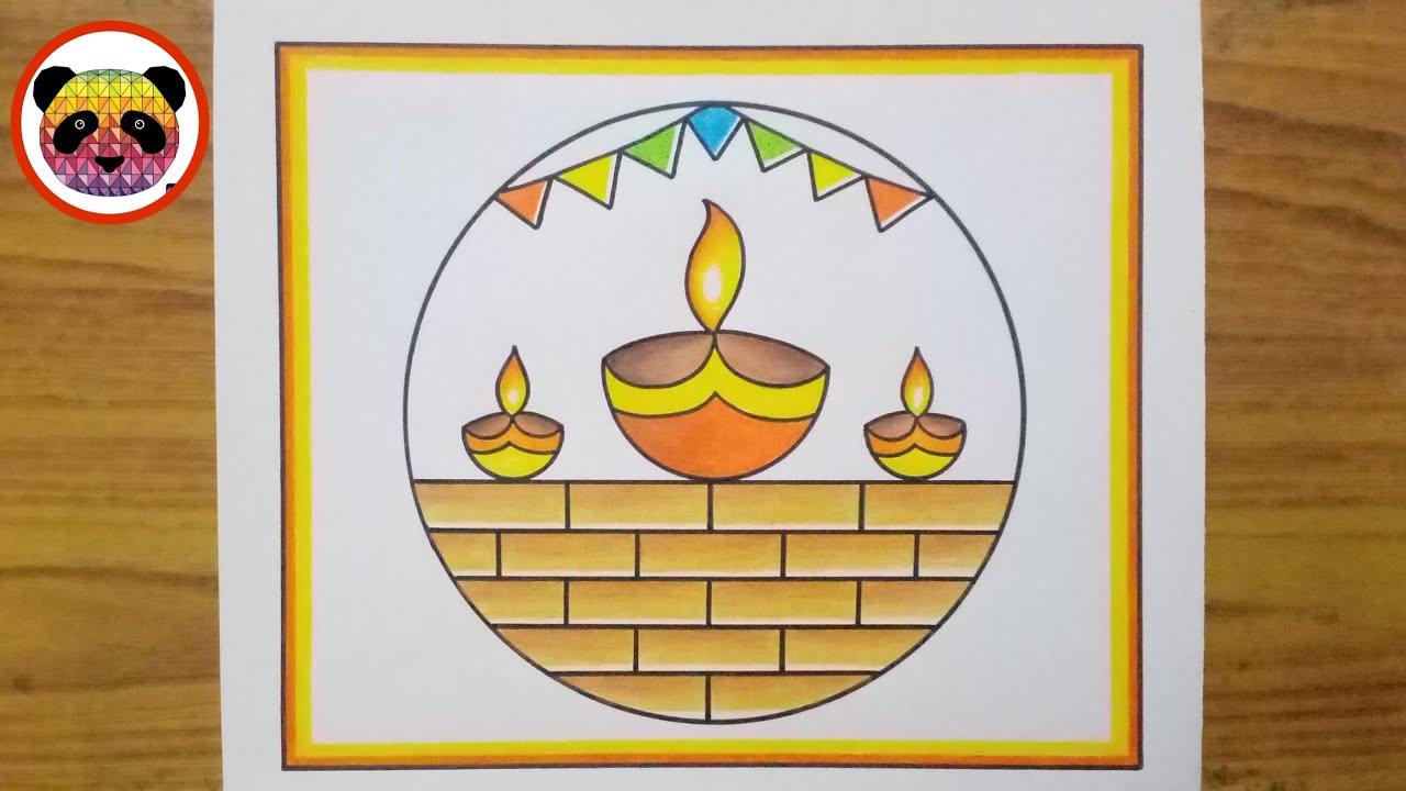 Diwali Drawing Easy / Diwali Festival Drawing / Diwali Diya ...