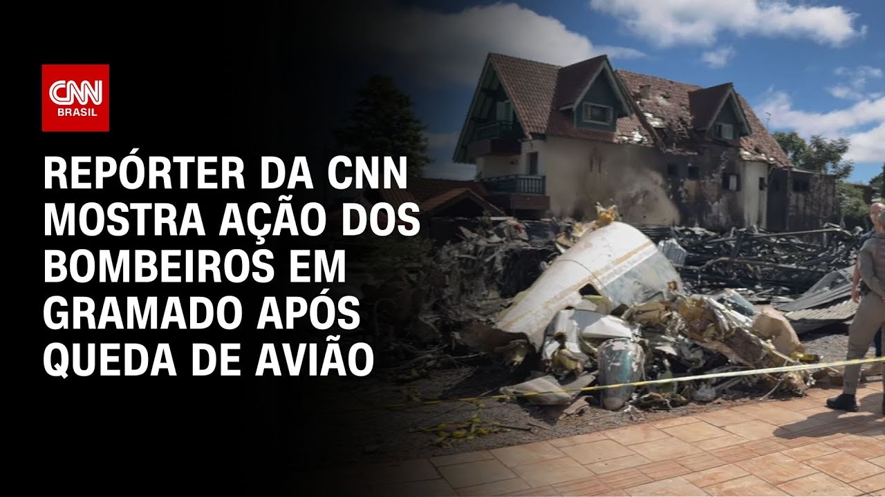 Repórter da CNN mostra ação dos bombeiros em Gramado após queda de avião | LIVE CNN