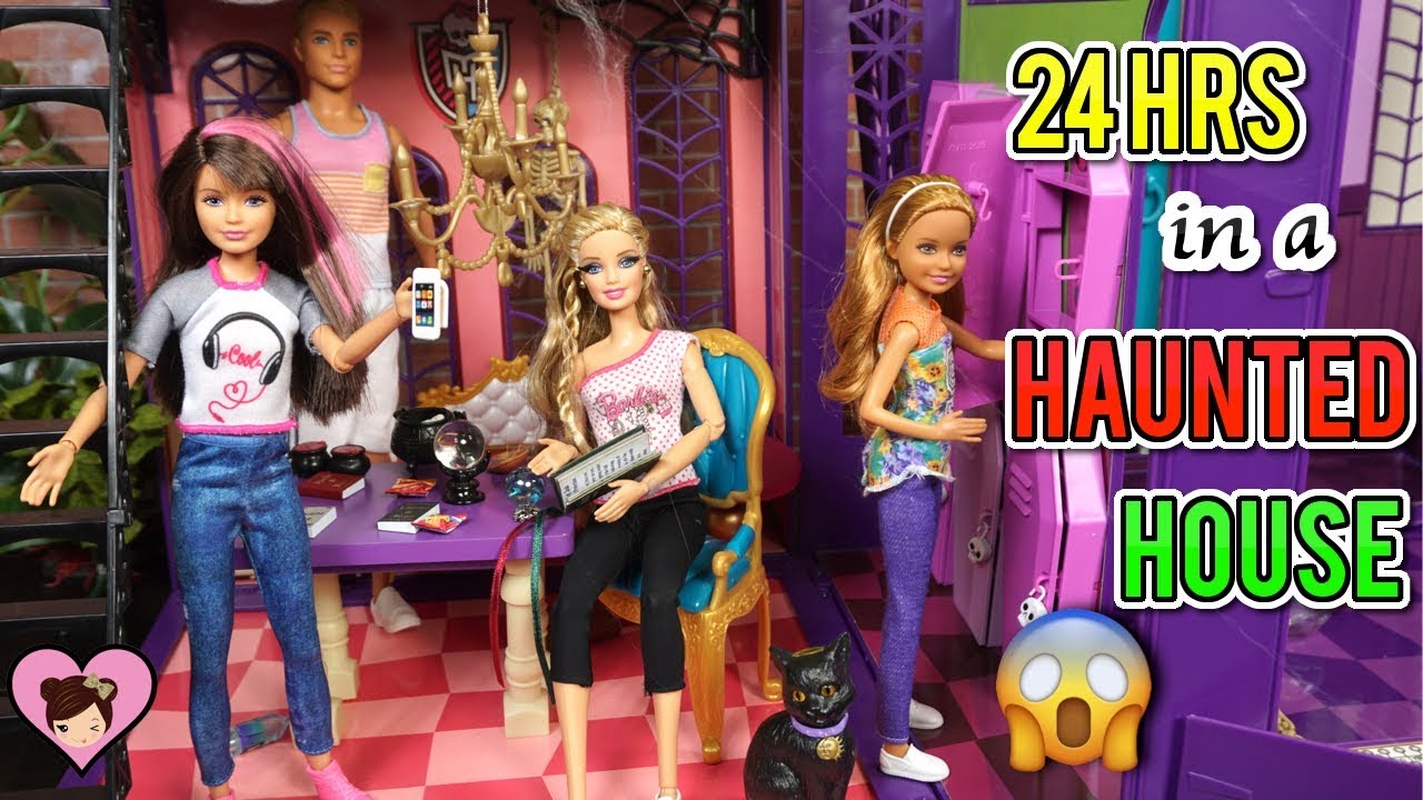 Barbie Family 24 Hr Overnight Challenge in Haunted Dollhouse - YouTube