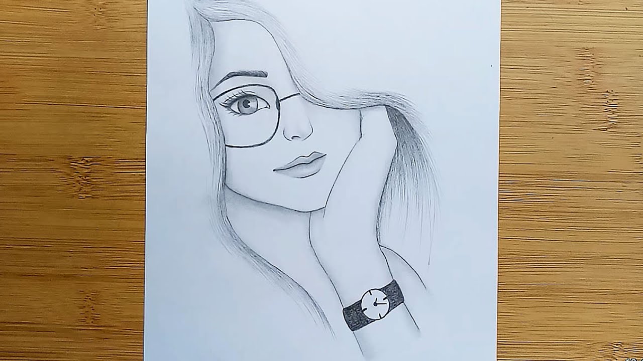 How to draw a Girl face with Glasses for beginners - step by step ...