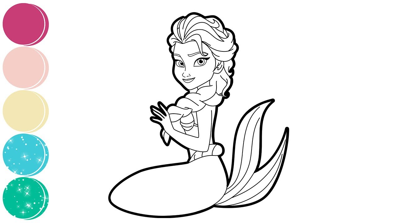 Elsa Mermaid Coloring Pages