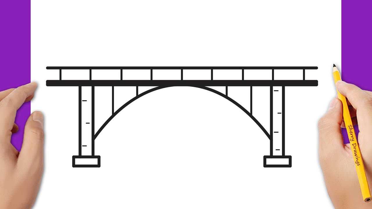 How to draw a bridge step by step - YouTube