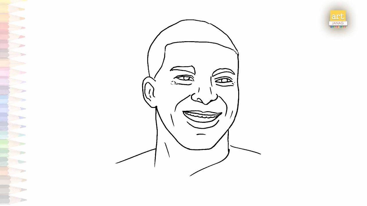 Kylian Mbappe face sketch easy | Draw easily | How to draw Kylian ...