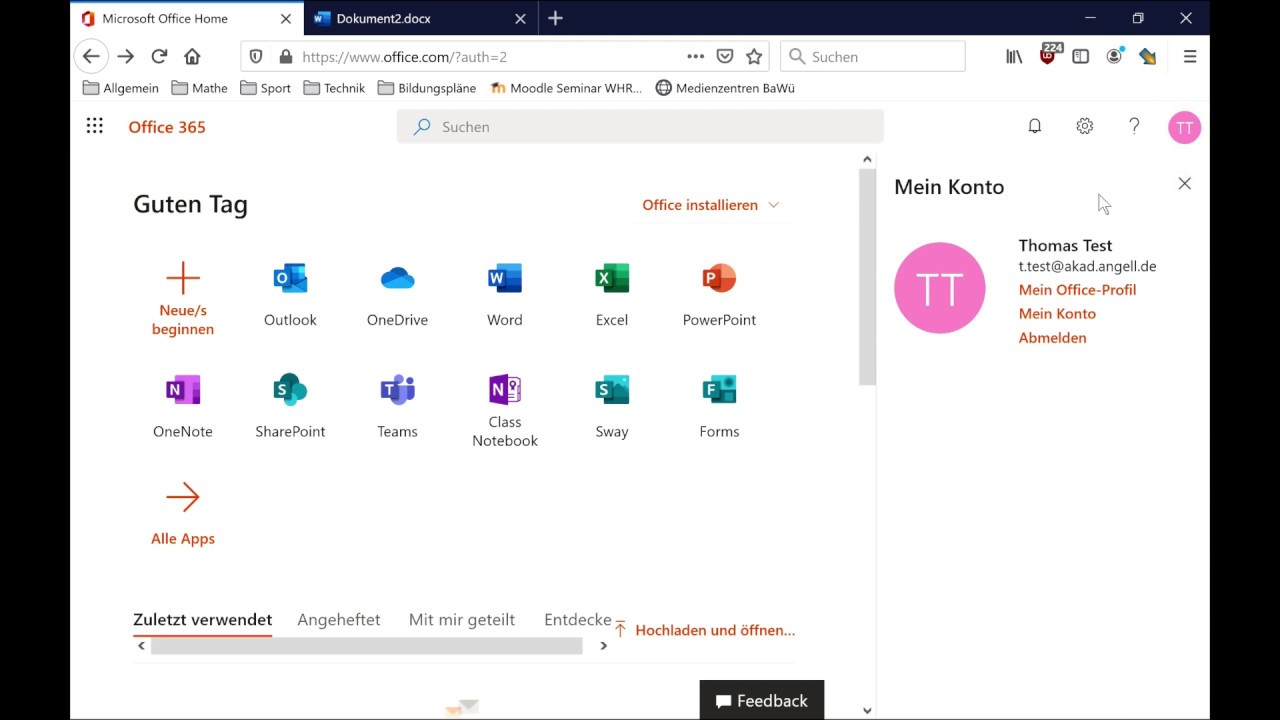 Office 365 - Tutorial 1: Anmeldung - YouTube