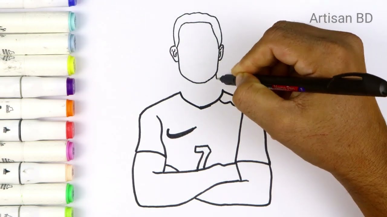 Drawing of Sketches Cristiano Ronaldo | Ronaldo easy Marker Step ...