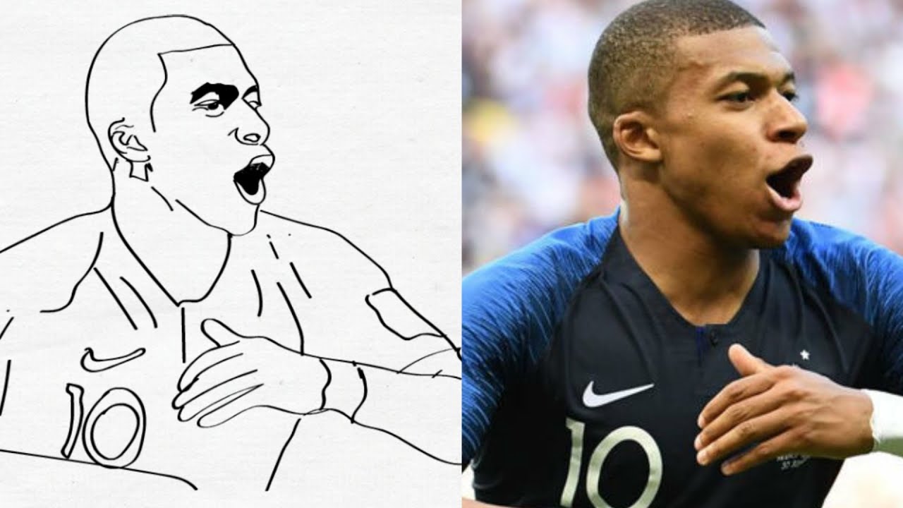 Mbappe Drawing Easy Kylian Mbappe Poster By Josh Brockett Displate ...