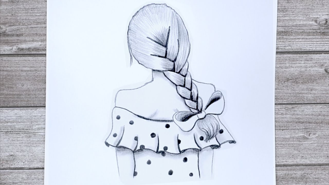 A girl with beautiful hairstyle Pencil Sketch drawing / EASY step ...