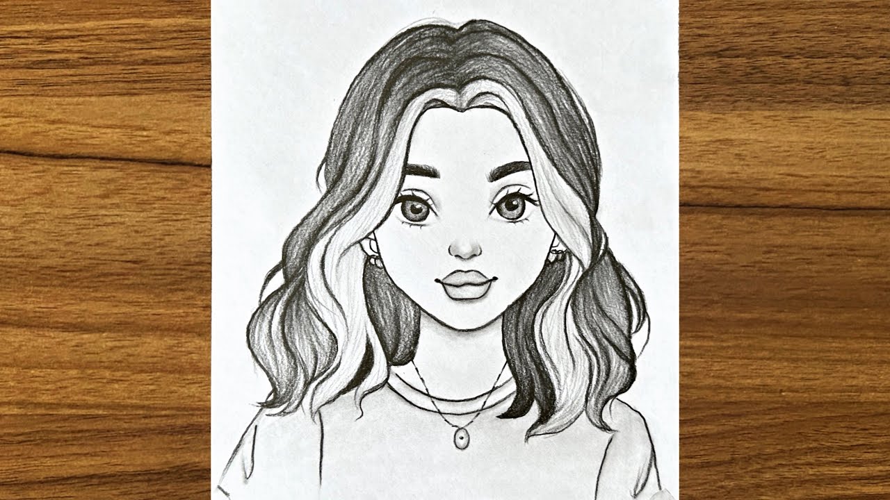 Cute girl drawing || Girl drawing easy step by step | Beautiful ...