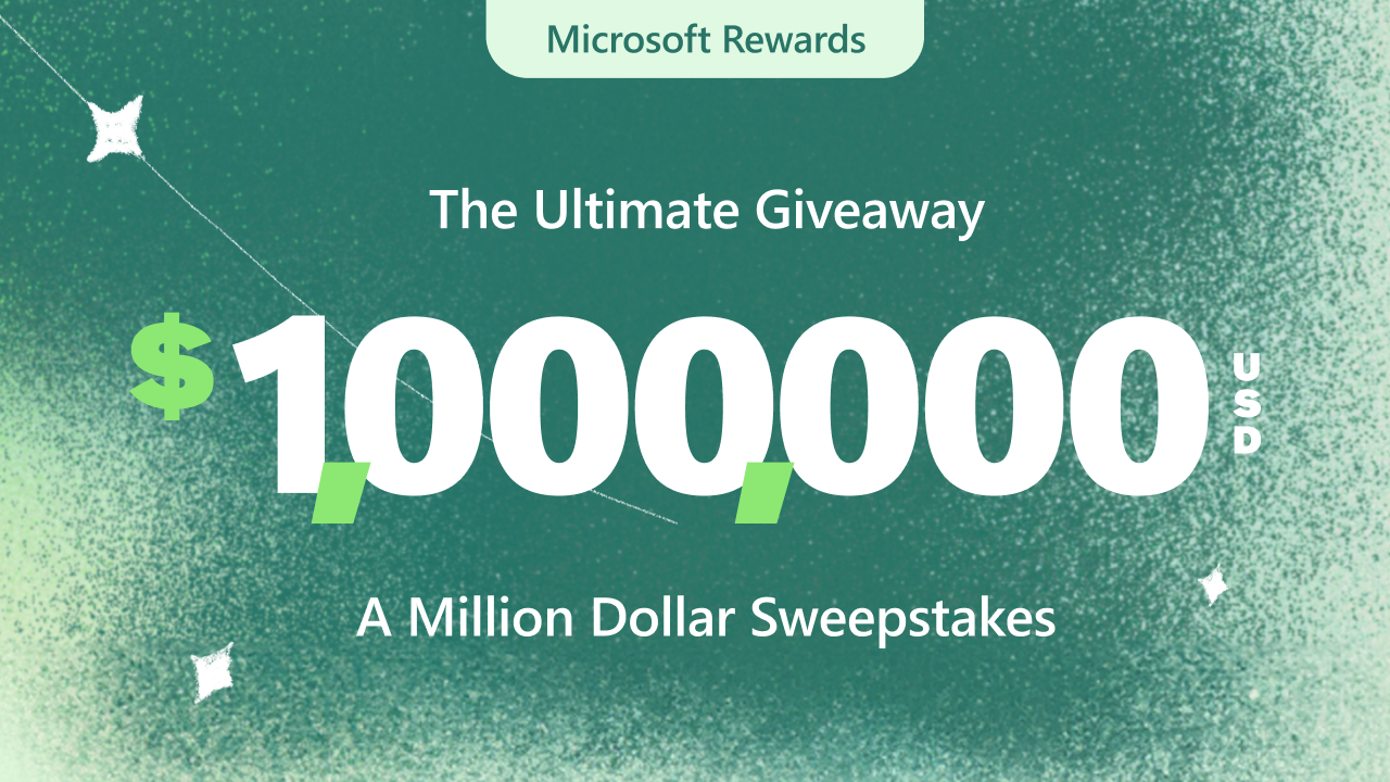 Microsoft Rewards one million dollar sweepstakes banner