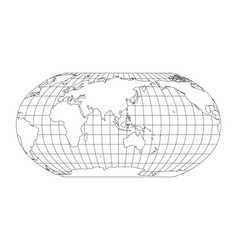 World map in robinson projection with meridians Vector Image