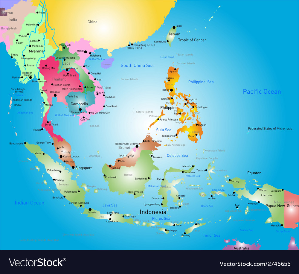 East And Southeast Asia Physical Map