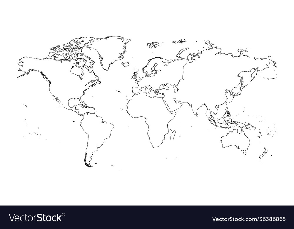 Outline world map Royalty Free Vector Image - VectorStock