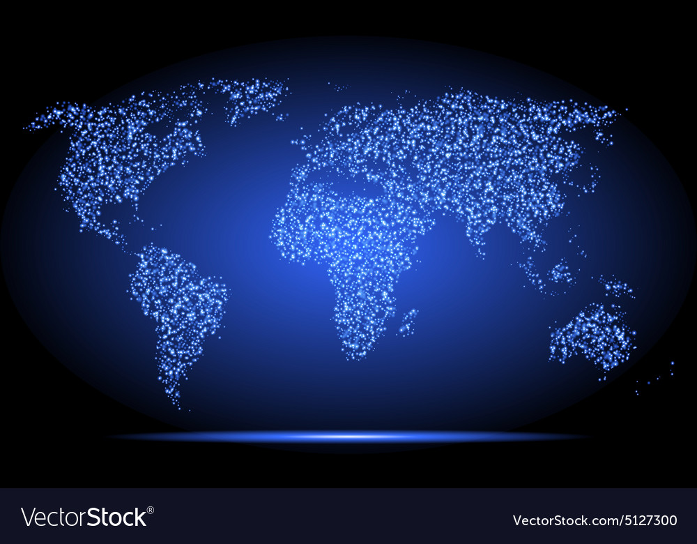 Neon World Map Illustration Of Neon Contours World Map With Blue | My ...